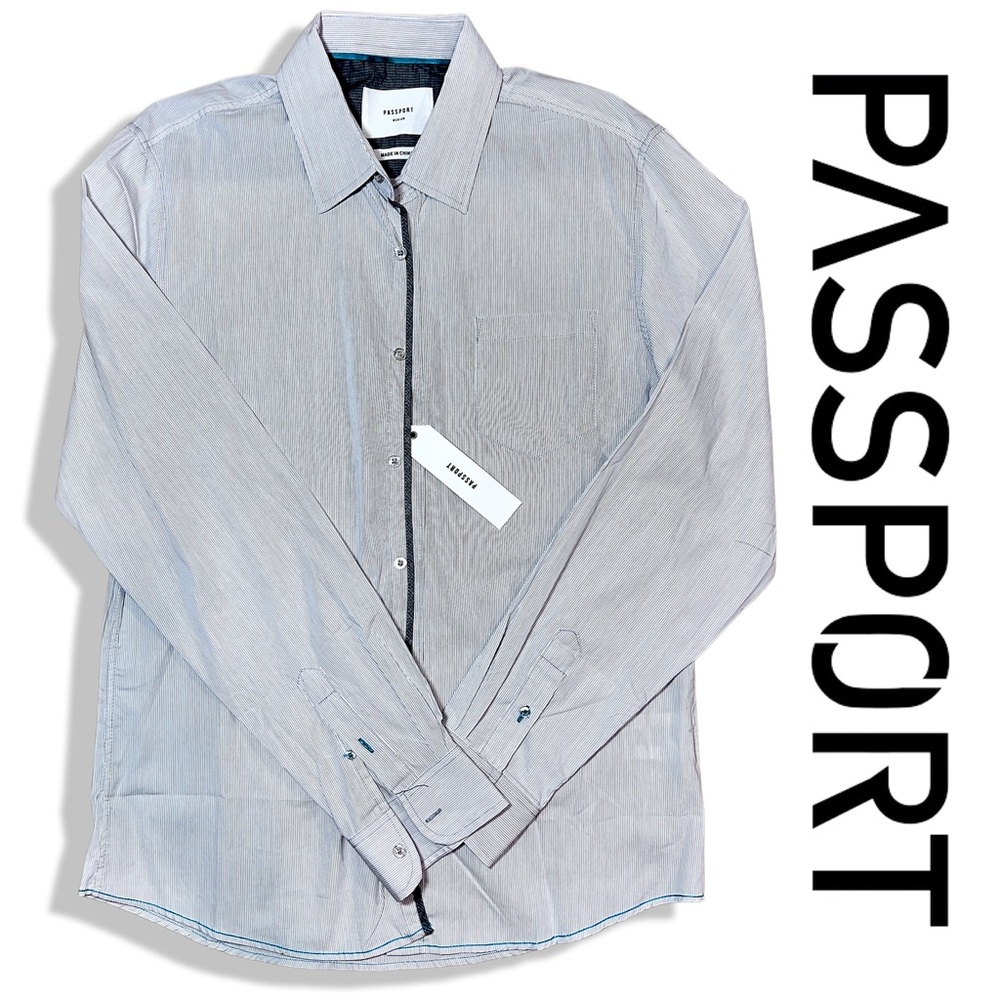 NWT PASSPORT Final Destination Men’s Long Sleeve Button‎ Down Shirt 100% Cotton - Picture 3 of 10